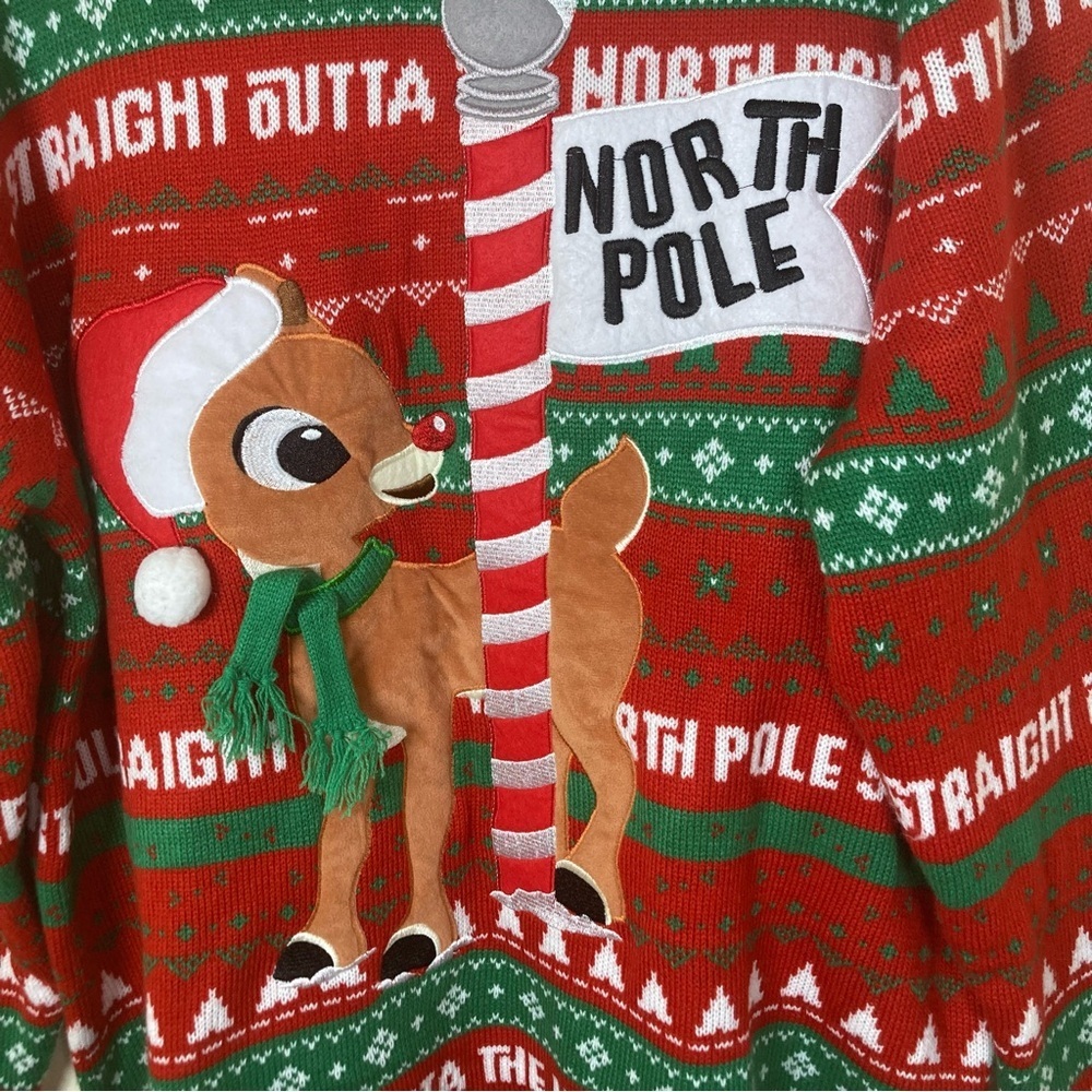 Rudolph the Red Nosed Reindeer Christmas Sweater 2XL Straight Outta North Pole - Picture 14 of 14
